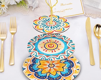 3 Tier Wooden Cake Stand, DIY Diamond Painting Dessert Tray for Cupcakes