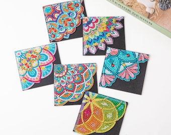 Marcapáginas de esquina DIY, Manualidad para guardar páginas con mandala, Accesorio de regalo para lectores de pintura de diamantes
