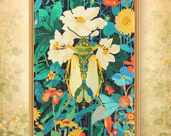 Kit de pintura de diamantes de escarabajo, lienzo de terciopelo con taladro mixto 5D, 30,5 x 40,6 cm