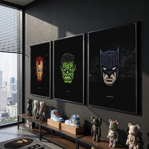 20 Superhero Wall Art Bundle, Comic Book Poster Set, Minimalist Hero Prints, Kids Room Decor, Nursery Gallery Art, Digital Download