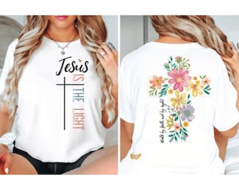 Jesus is the Light Png, Floral Christian Tshirt Design