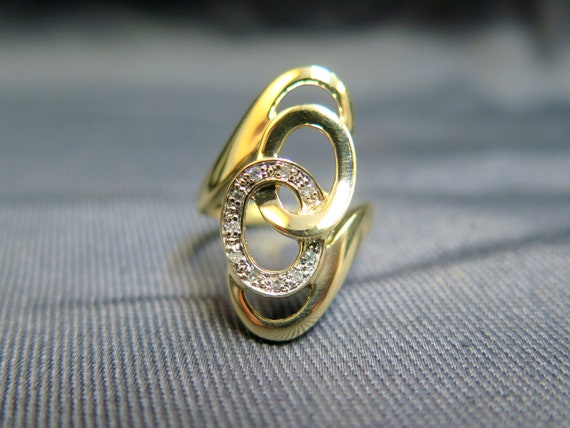 14k Free Form Diamond Shield Ring - image 1
