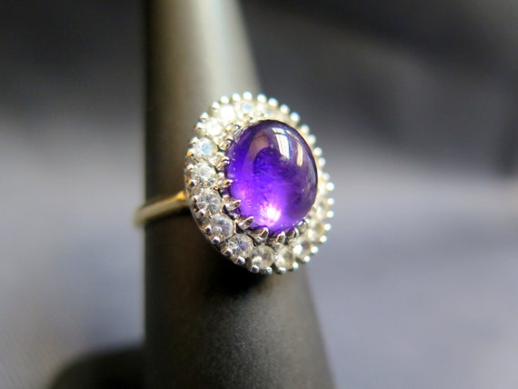 10k Purple Cabochon Vintage Ring - image 1