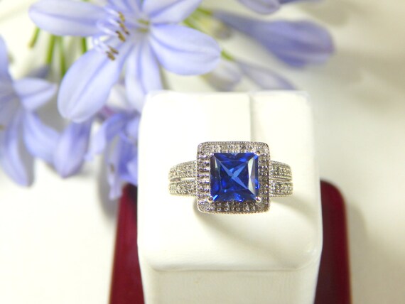 Princess Cut Blue Kate Middleton Engagement Ring Etsy