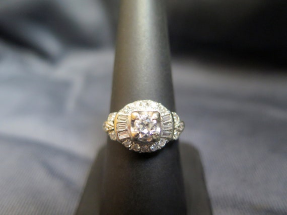 14k Vintage White Gold Filigree Ring - image 1