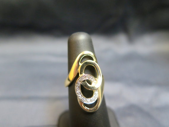 14k Free Form Diamond Shield Ring - image 2
