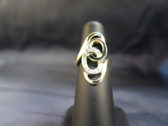 14k Free Form Diamond Shield Ring - image 3
