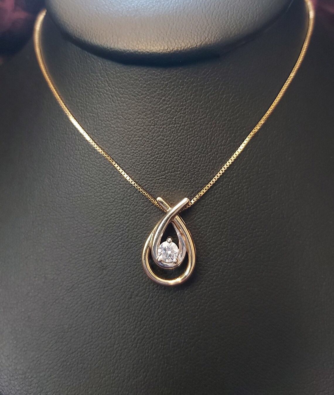 10k Twotone Diamond Slider Pendant Etsy