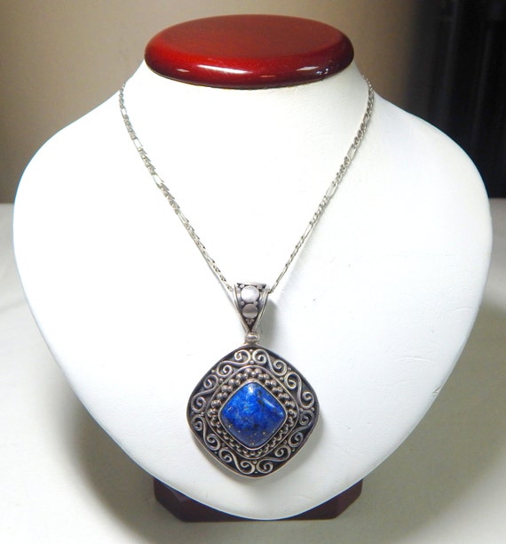 Brilliant Blue Indonesian Sterling Silver Pendant - image 2