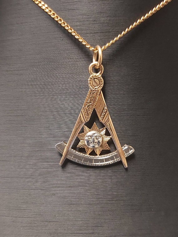 Two-tone Gold Masonic Pendant - image 1