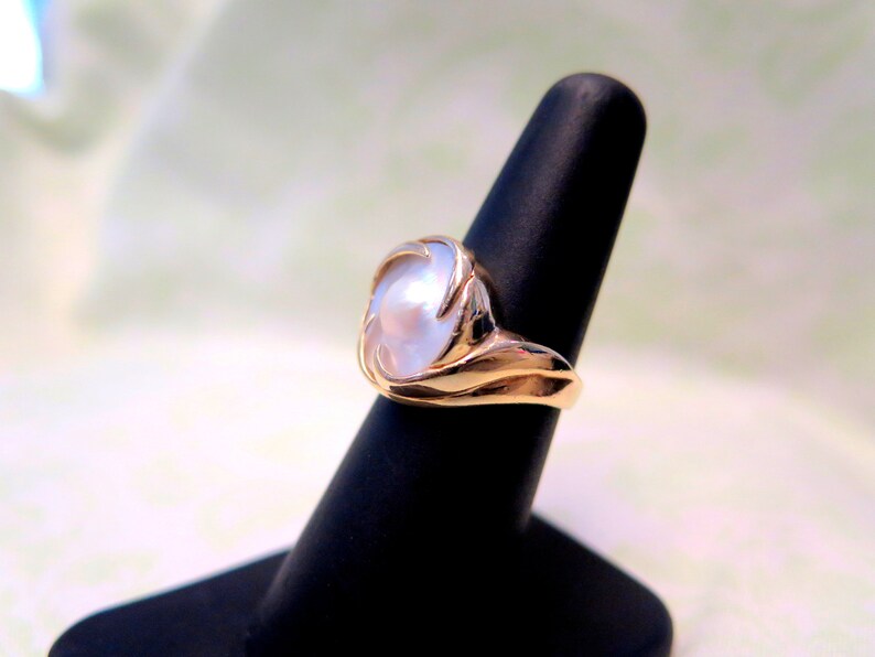 14k Gold Baroque Pearl Statement Ring