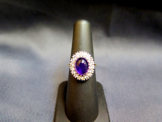 10k Purple Cabochon Vintage Ring - image 3