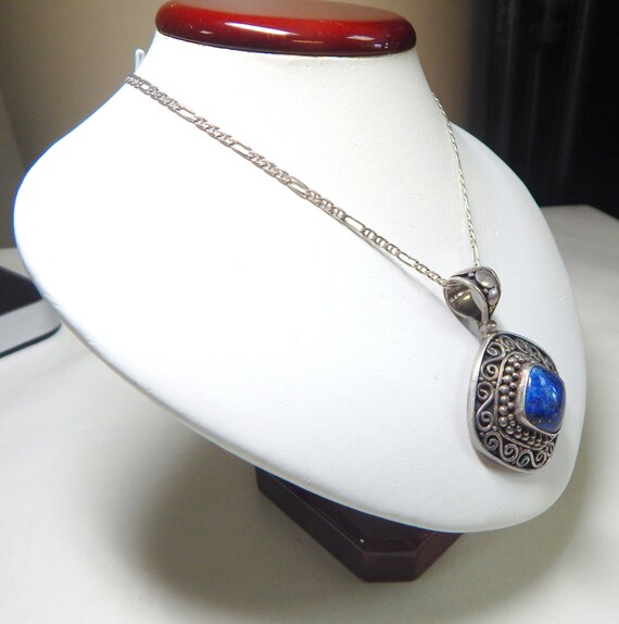 Brilliant Blue Indonesian Sterling Silver Pendant - image 3