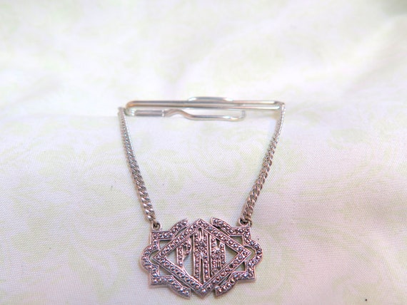 Marcasite Sterling Tie Clip with Art Deco Design - image 6