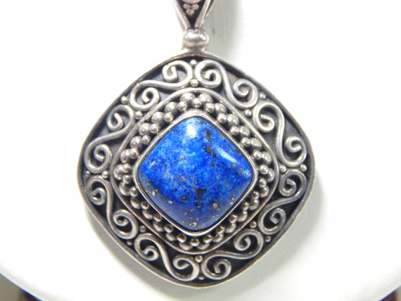 Brilliant Blue Indonesian Sterling Silver Pendant - image 1