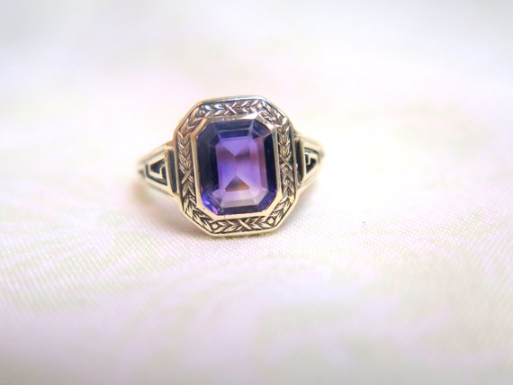 14k Art Deco Amethyst-like Ring - image 1