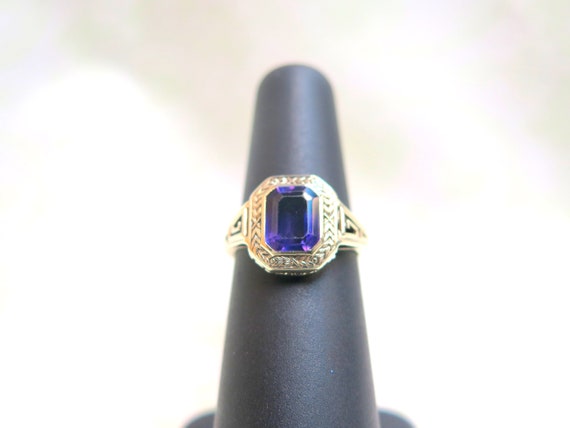 14k Art Deco Amethyst-like Ring - image 6