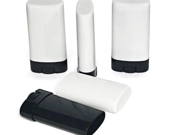 Empty Oval Deodorant Tubes, Black & White Twist-Up (.50 oz)