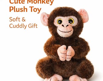 Punch Inspired Monkey Plush Toy, Soft Cuddly Stuffed Animal, Kawaii Companion