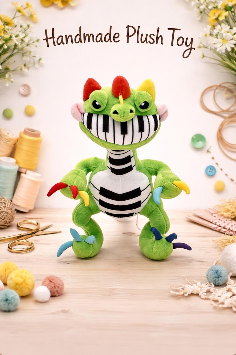 Piano Dinosaur Plush Toy – Pianosaurus Stuffed Animal, Soft Huggable Toy for Kids image 2