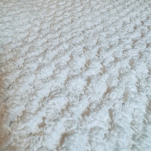 Lovely and plush white vanilla lattice pattern.  Vintage Chenille Fabric available in various cut sizes