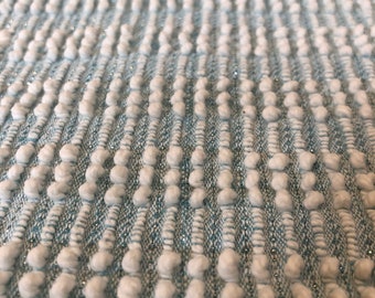 Vintage Chenille Fabric Sweet Morgan Jones blue w/white hobnail design w/blue lurex threads.  18x24” Qty 1 piece