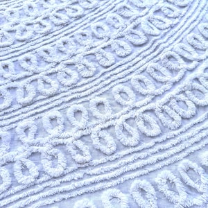 White frosting curlicues So Soft fluffy & fun, not edible. This Vintage Chenille Fabric is available in Multiple cut sizes.