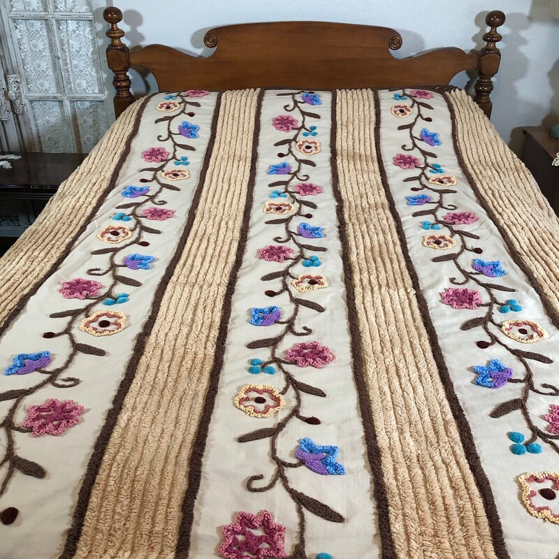 Floral Chenille Bedspread Etsy 