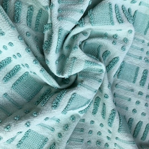 Spring Green Morgan Jones green buttonhole pattern. Vintage Chenille Fabric | Various cut sizes are available in options