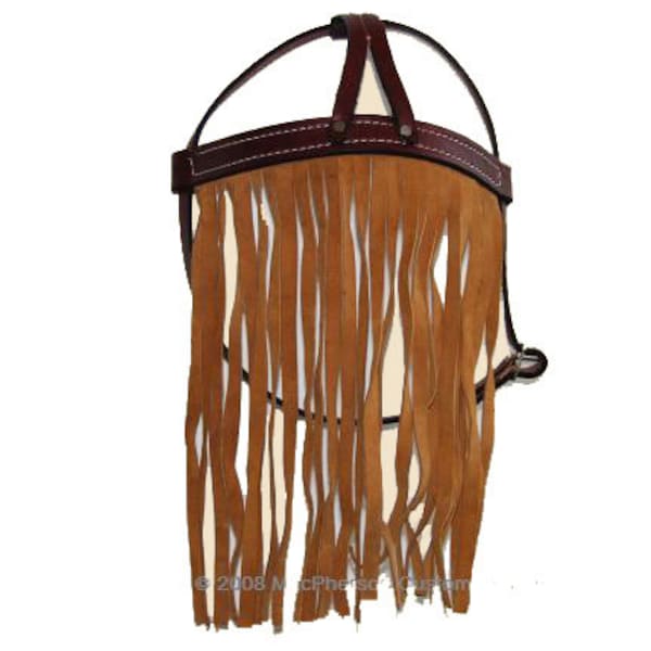 Horse Fly Mask - Leather and Fringe