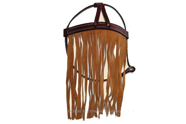 Horse Fly Mask - Leather and Fringe