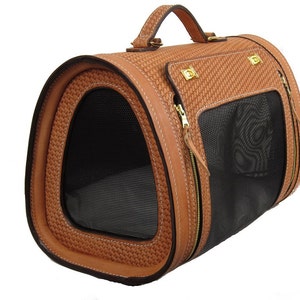 Hand Tooled All Leather Dog Carrier image 2