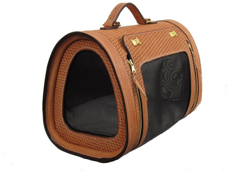 Hand Tooled All Leather Dog Carrier image 2