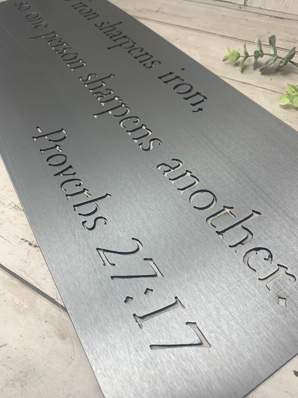 Proverbs 27 17 Metal Bible Verse Cutout Iron Sharpens Iron Etsy