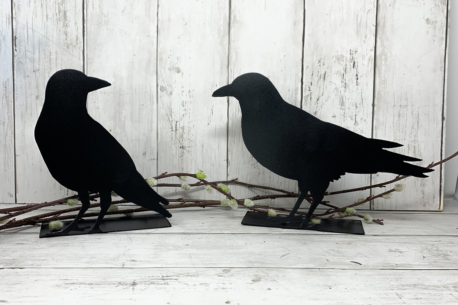 6 Stück Schwarze Krähen Deko - Halloween Requisiten, Lebensecht Mit Echten Federn