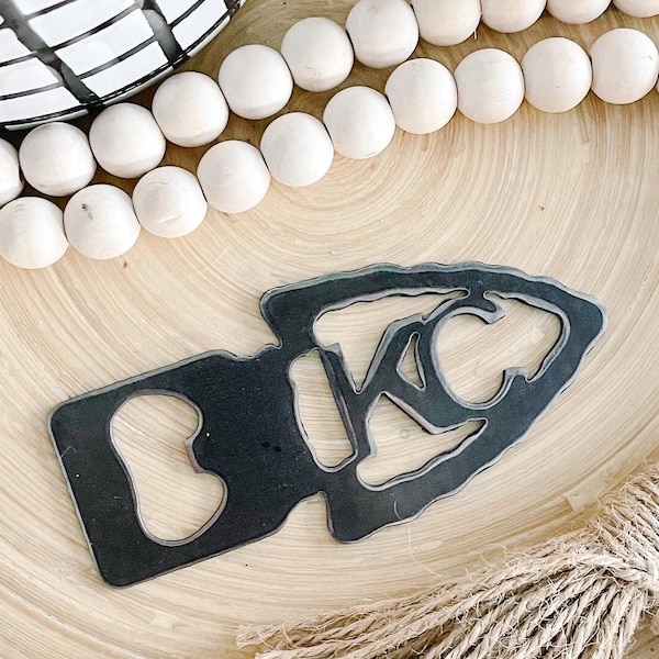 KC Chiefs Bottle Opener | KC Barware | Steel Gift for Him | Kansas City Metal | 11th Anniversary Gift | Present Topper | Groomsman Gift