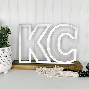 KC Metal Shelf Decor | Metal Cutout Sign | KC Decor | Man Cave Shelf Art | Bar Decor | Game Room Wall Decor | Farmhouse KC Sign