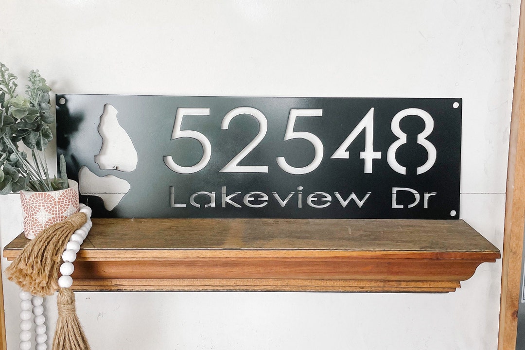 Custom Lake Address Sign Modern Metal Address Sign Lakehouse Sign