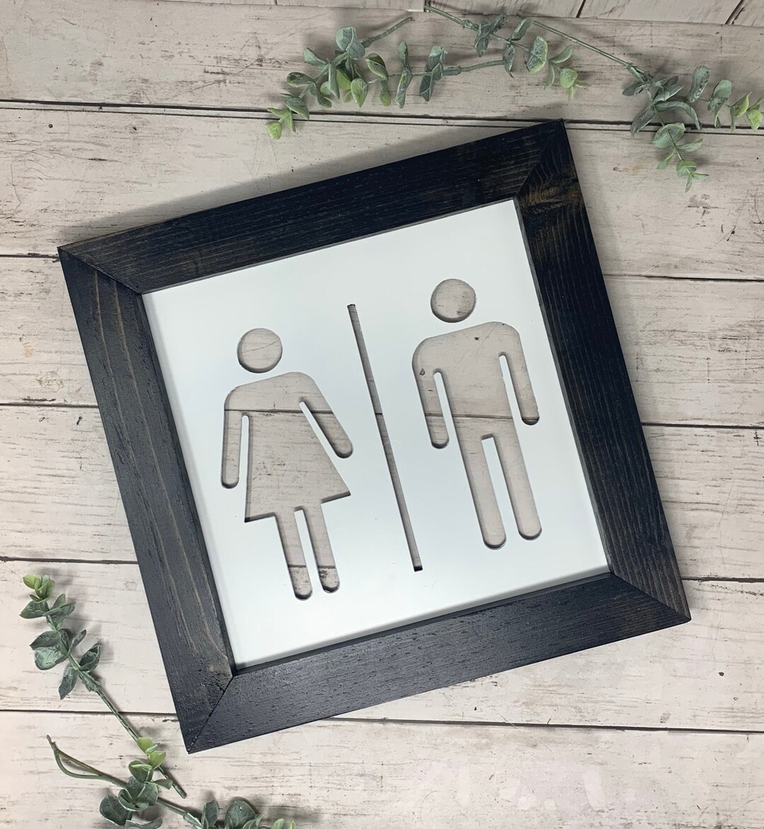 Bathroom People Sign Dual Gender Sign Restroom Decor Farmhouse Metal