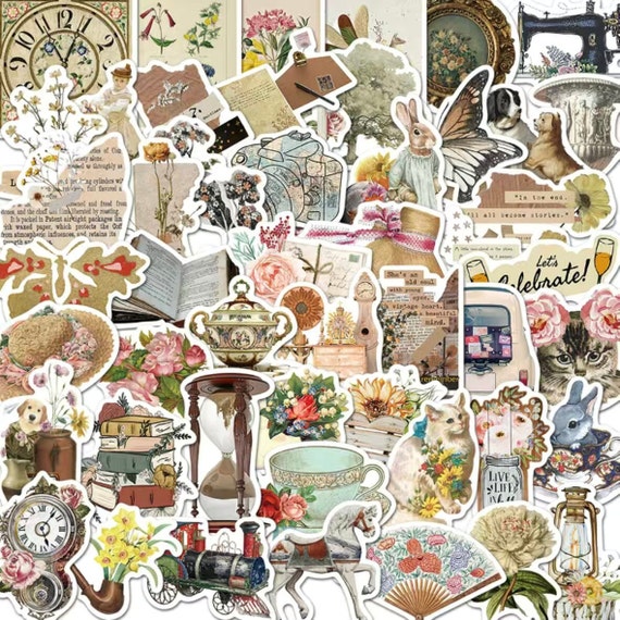 Sticker Mystery Pack Vintage Sticker Packs Aesthetic Stickers for  Scrapbook, Journaling, Notebooks, Planners, Posters, Penpal 