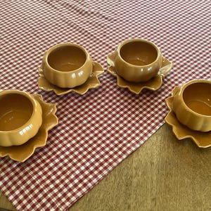 Pfaltzgraff Pumpkin Soup Bowls and Leaf Saucers