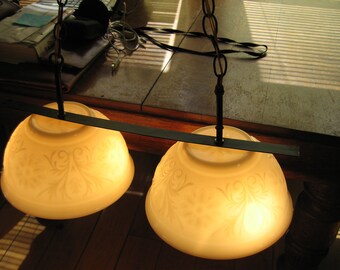 Luminária de cozinha suspensa - Luminária suspensa reciclada Reciclada com tigelas de vidro com padrão de sanduíche de depressão - Tigelas Anchor Hocking