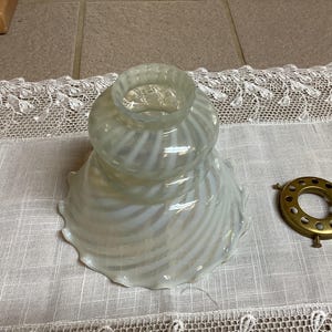 Vintage Fenton Lamp Shade, Opalescent Swirl Glass Lamp Shade.