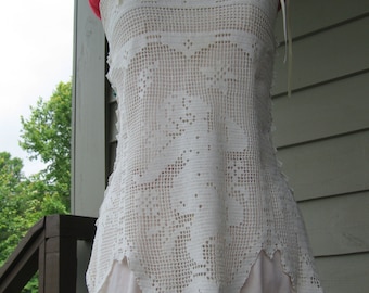 Upcycled Top - Crochet Top - Repurposed doily top - Upcycled Crochet Top - Collage Doily Top - OOAK Top - Doily Top