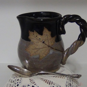 Creamer - Pottery Creamer or small pitcher.  handmade pottery woodland creamer/pitcher - pottery creamer -Maple Leaf Pottery Creamer