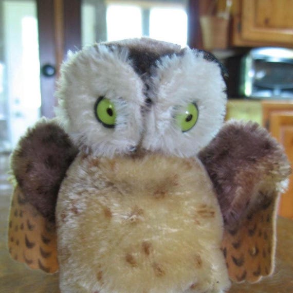 Peluche doudou chouette hibou TRUDI yeux durs 22 cm TTBE