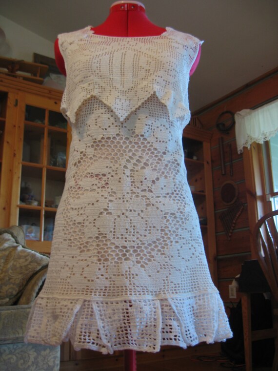 Crochet Dress Repurposed Doily Dress Upcycled Dress Etsy