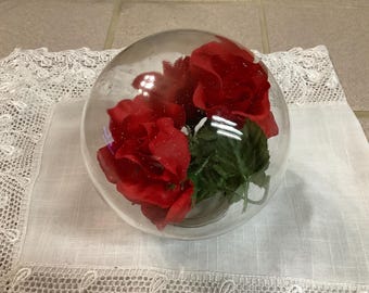 Terrarium de roses Bowl-O-Beauty. Terrarium de roses rares. Le couvercle est bien fermé. Je ne veux pas forcer. Aucun défaut. Environ 7 po. de hauteur.