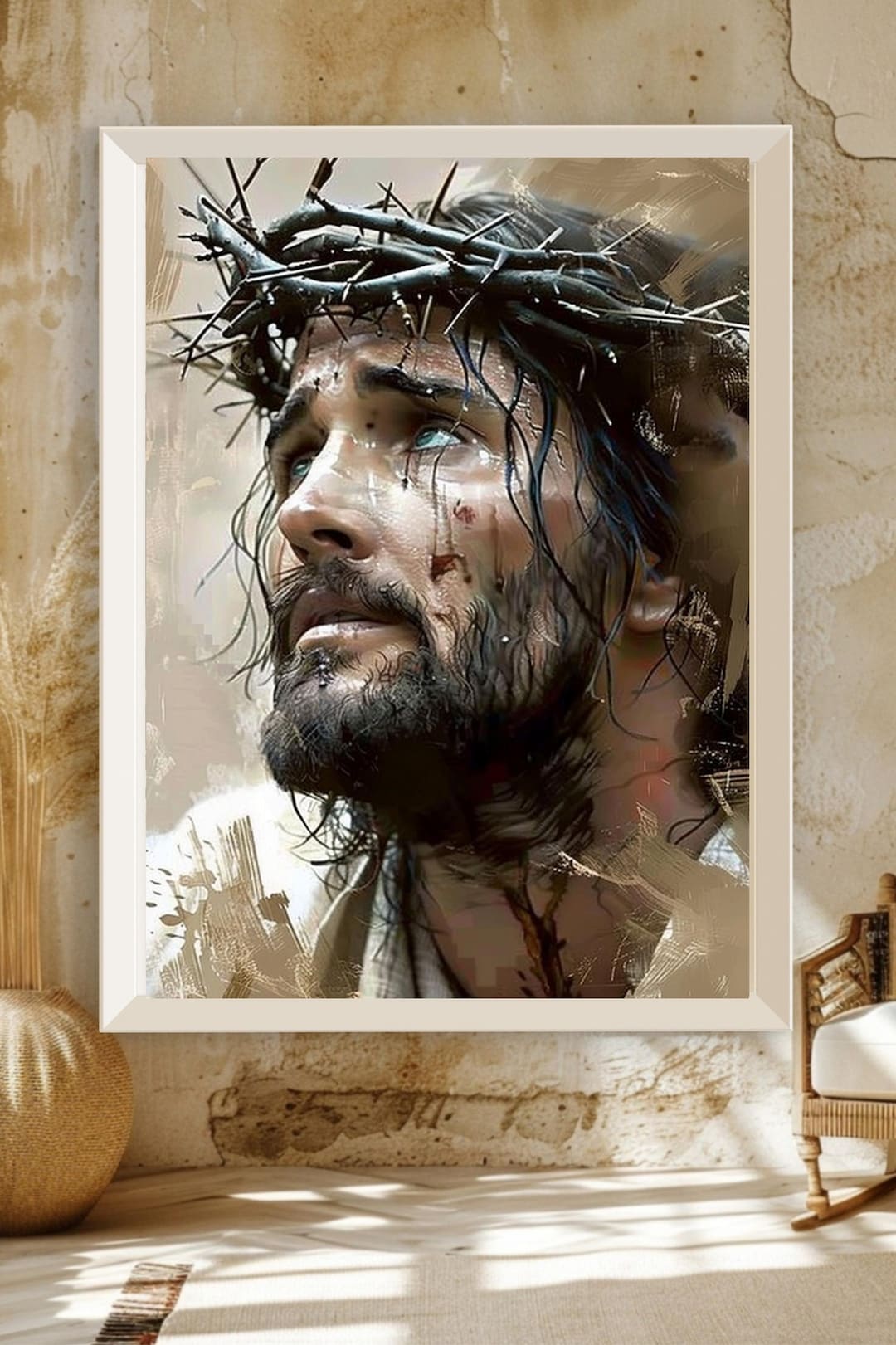 Jesus Crown of Thorns Poster – Christian Wall Art, Passion of Christ ...