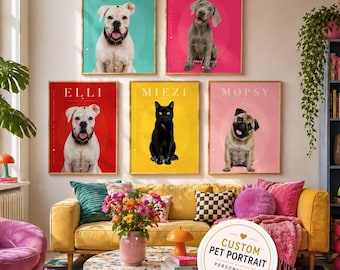 Póster personalizado de perro/gato, retrato de perro personalizado a partir de una foto, retrato individual de perro, foto de perro personalizada